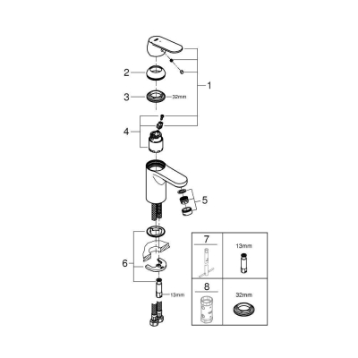 Смеситель для раковины GROHE Eurosmart Cosmopolitan 2337600E. Фото