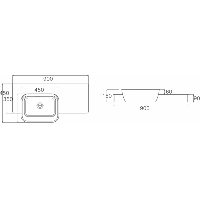 Раковина NS BATH NSS-9045G (глянцевая) 90х45. Фото