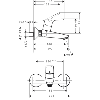 Смеситель для раковины Hansgrohe 31923000, хром. Фото