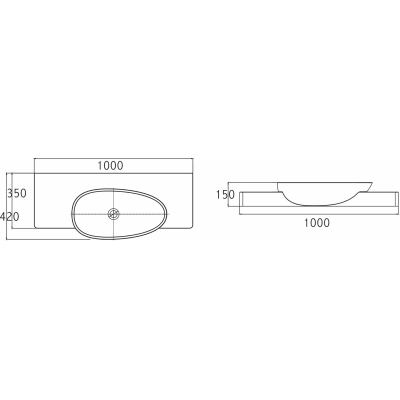 Раковина NS BATH NSS-1050G (глянцевая) 100х50. Фото