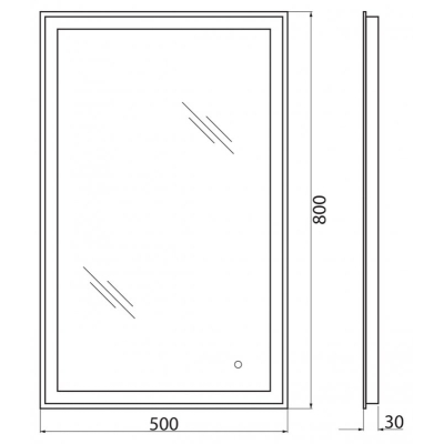 Зеркало с встроенным светильником и сенсорным выключателем BELBAGNO SPC-GRT-500-800-LED-TCH. Фото